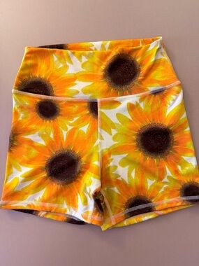 Fleo Sunflower Bike Shorts in Yellow & Brown Floral